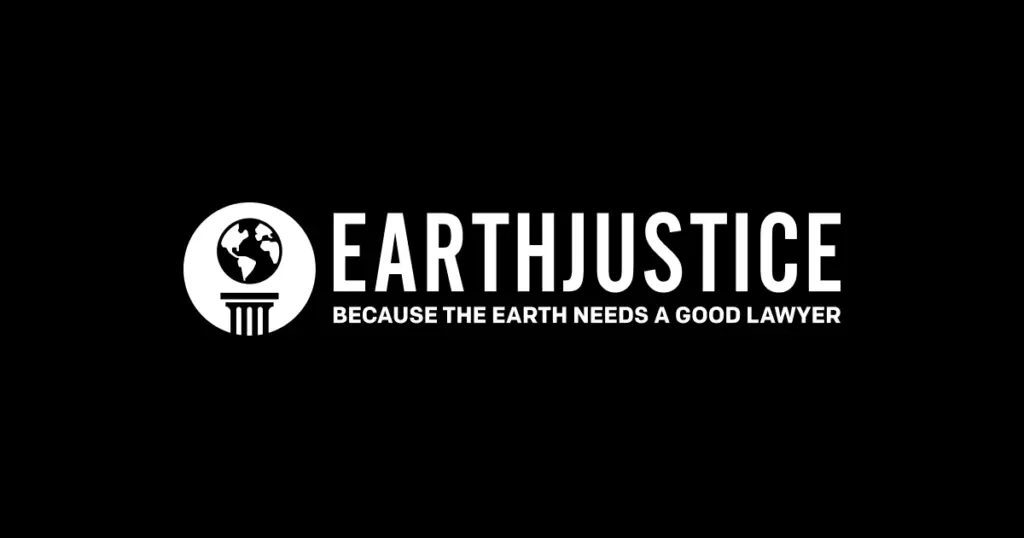 This picture shows the logo of Earth Justice as one of the best charities to donate for climate change.