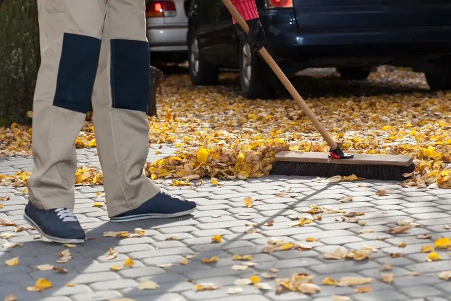 Sweeping the driveway and patio is a tip for saving water.
