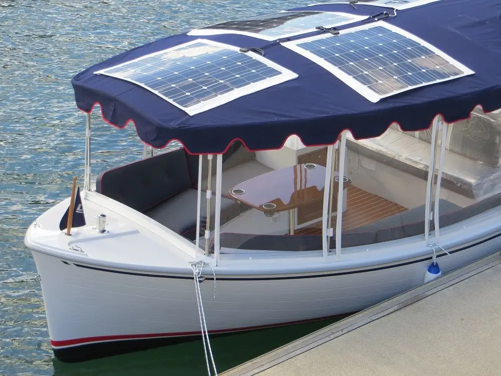 Flexible solar panels can be attached to boats.